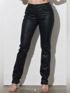 Vibrant MIU Black Slim Straight Pants Size 1 Shiny Brand New with Tags NWT Sz 1